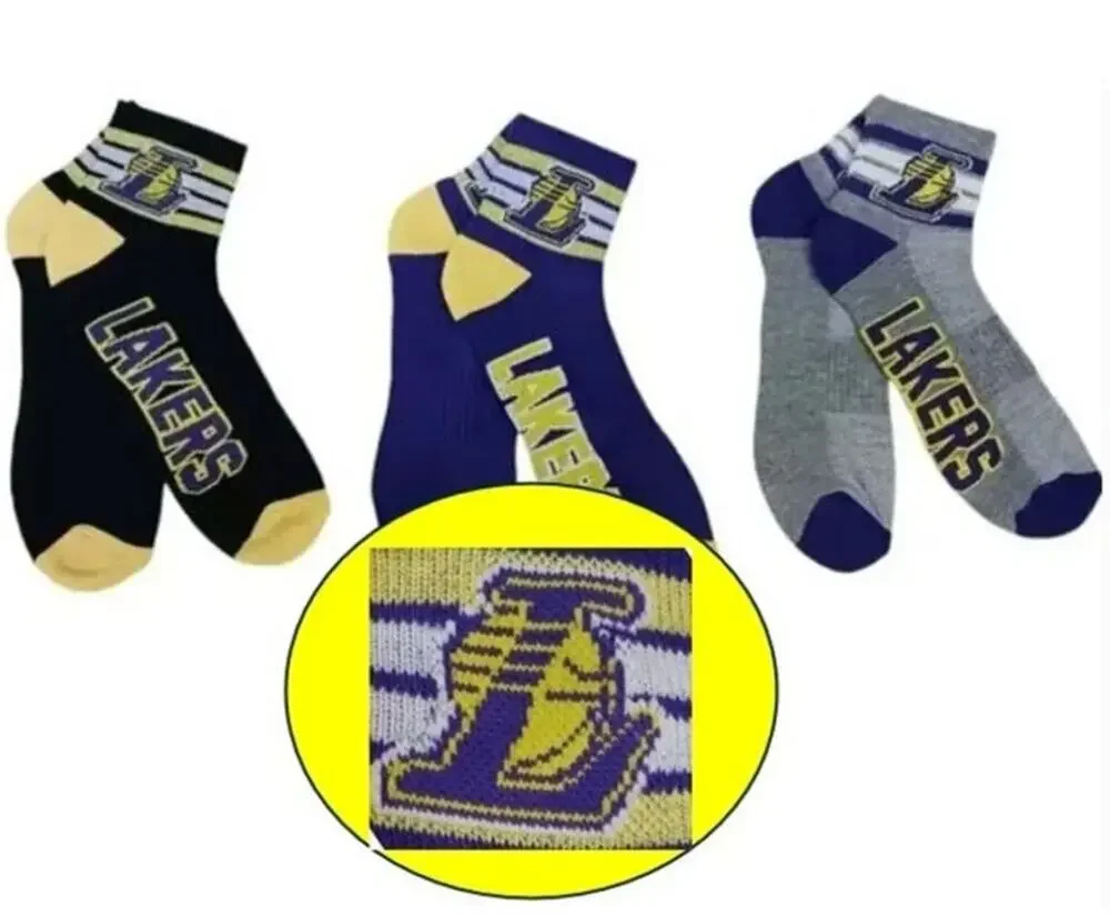 3 Pairs NBA Los Angeles LAKERS Socks Mens Size 6-12 Low Cut Sports Official